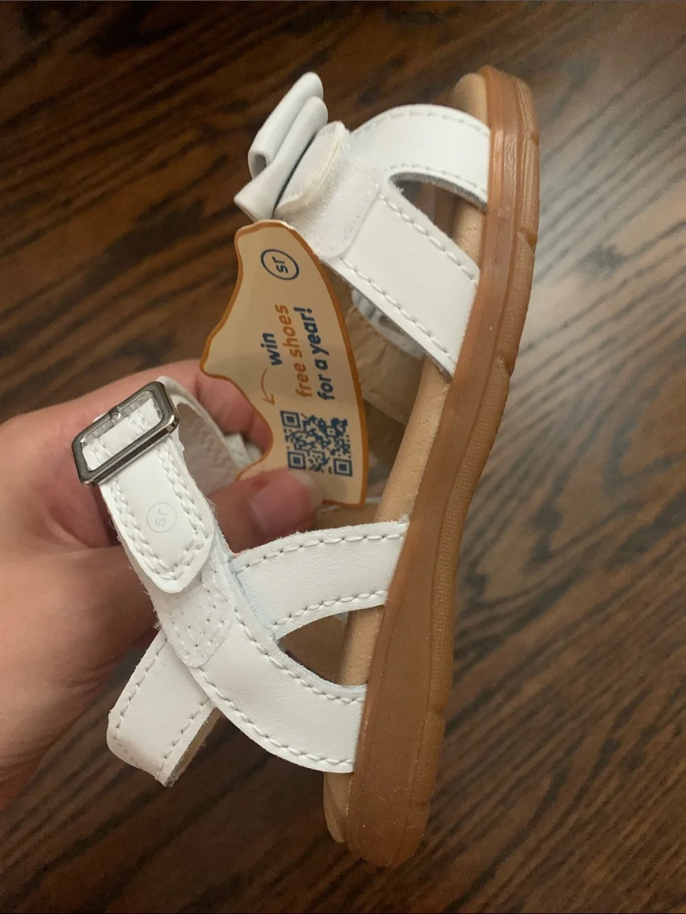 Stride Rite Wide White Bow Sandals